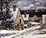 Gustave Courbet Canvas Paintings - Village at winter